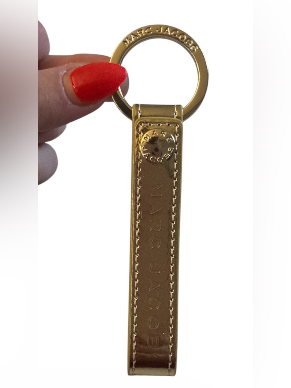 Marc Jacobs Gold Leather Key Ring EUC